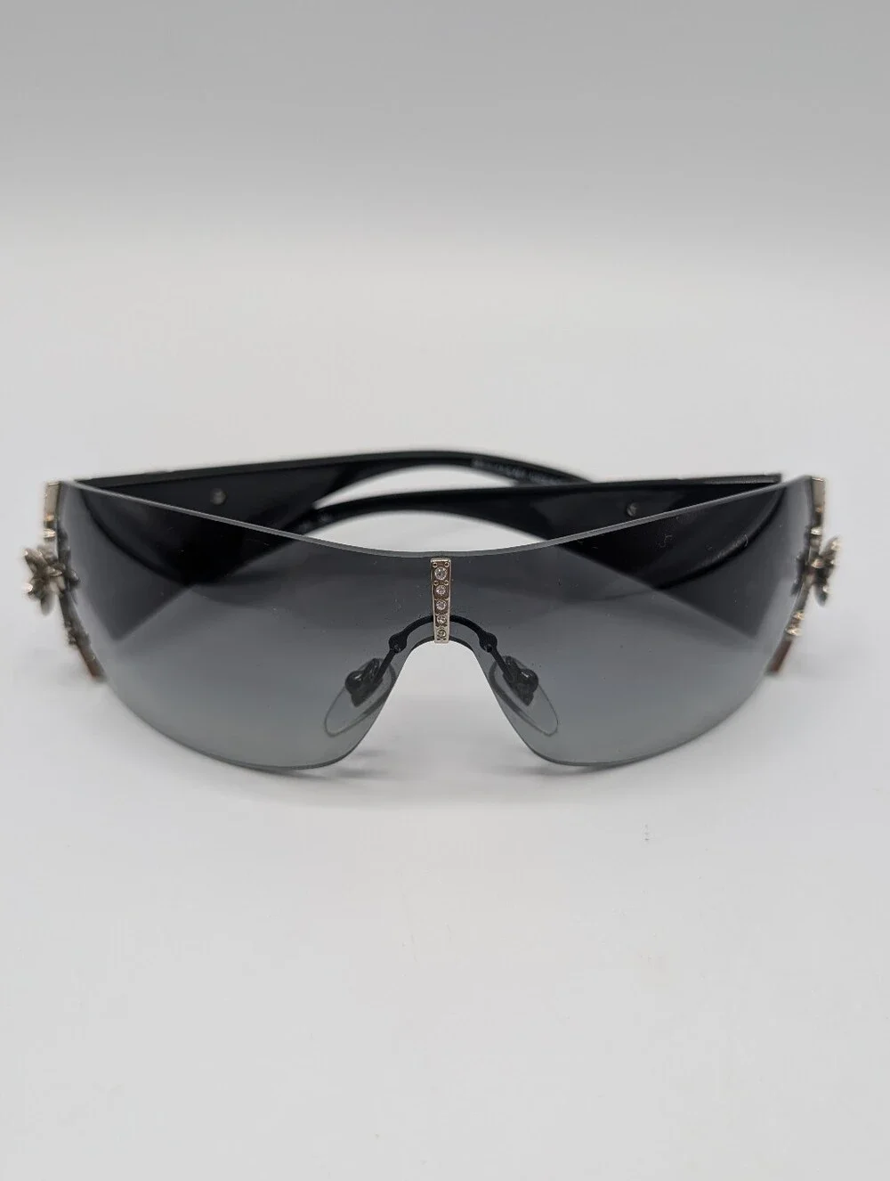 Bvlgari Limited Edition Crystal Black Shield Sunglasses